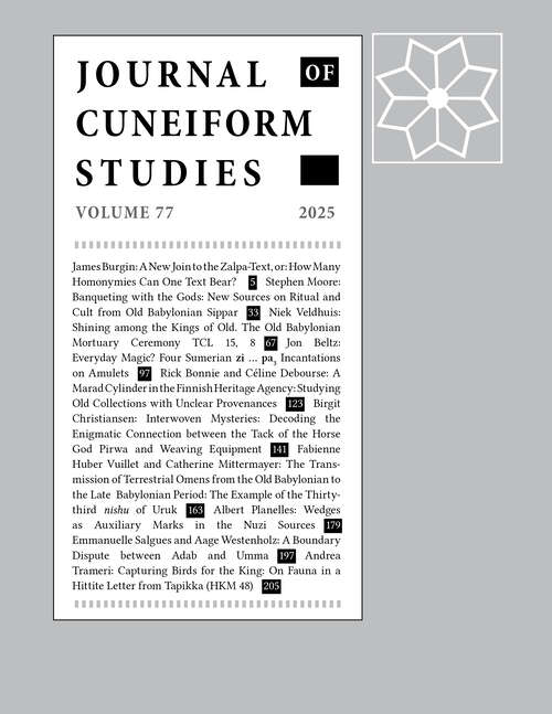 Book cover of Journal of Cuneiform Studies, volume 77 number 1 (2025)