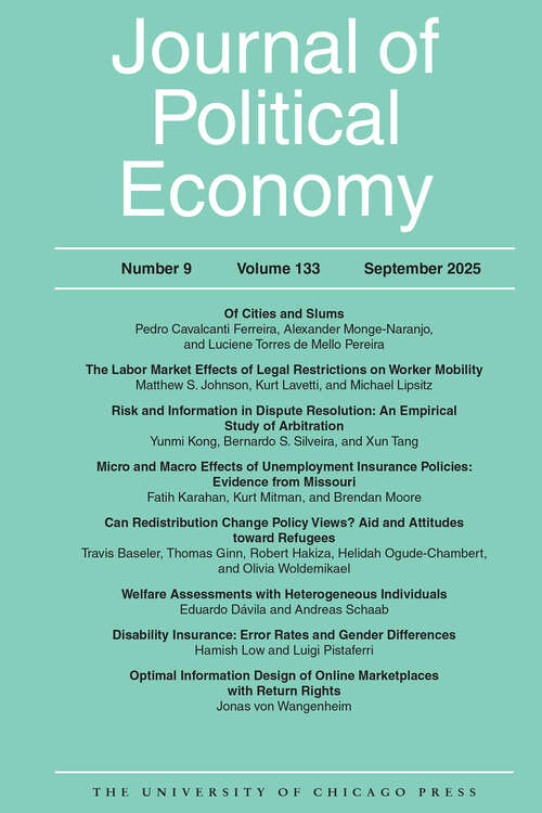 Book cover of Journal of Political Economy, volume 133 number 9 (September 2025)