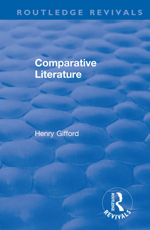Comparative Literature (Routledge Revivals)