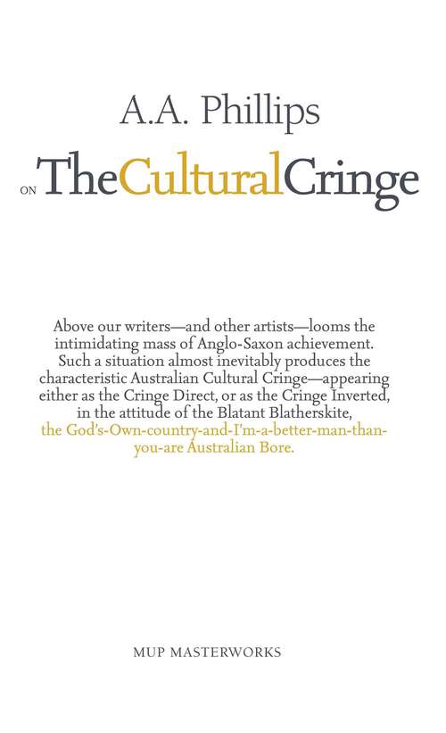Book cover of On The Cultural Cringe