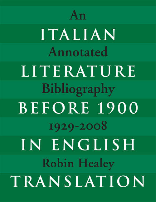 Book cover of Italian Literature before 1900 in English Translation
