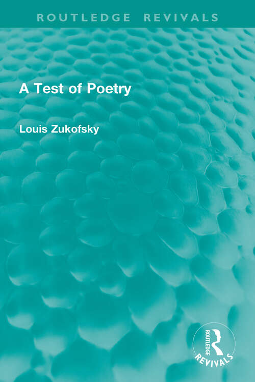 Book cover of A Test of Poetry (1) (Routledge Revivals)