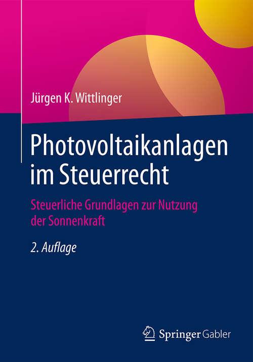 Book cover of Photovoltaikanlagen im Steuerrecht
