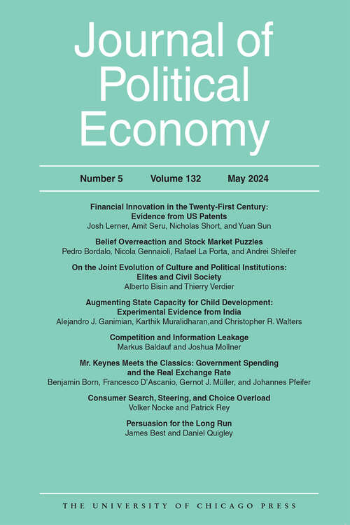 Book cover of Journal of Political Economy, volume 132 number 5 (May 2024)