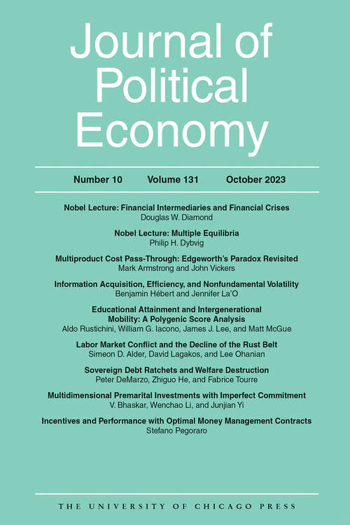Book cover of Journal of Political Economy, volume 131 number 10 (October 2023)