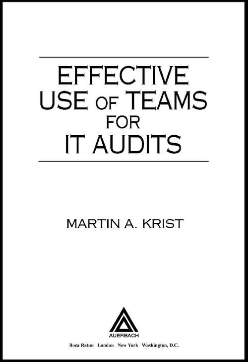 Book cover of Effective Use of Teams for IT Audits