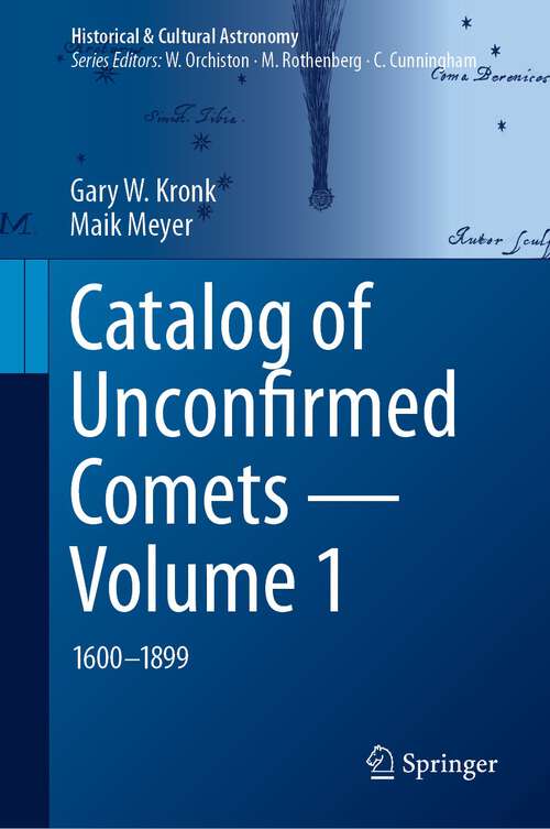 Cover image of Catalog of Unconfirmed Comets - Volume 1