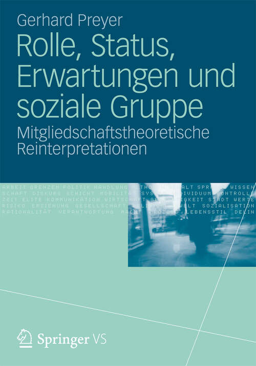 Book cover of Rolle, Status, Erwartungen und soziale Gruppe