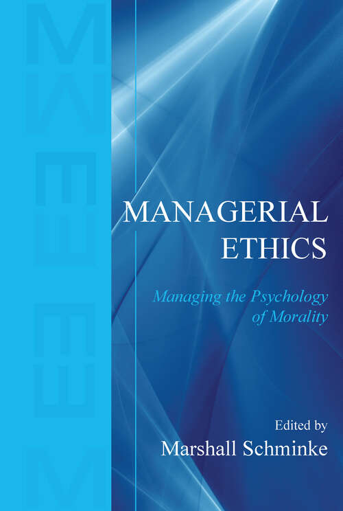 Book cover of Managerial Ethics: Managing the Psychology of Morality (2)