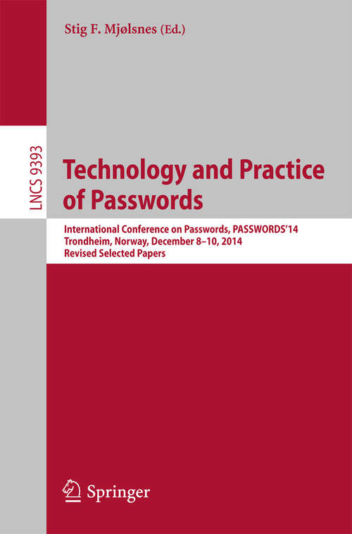 Book cover of Technology and Practice of Passwords