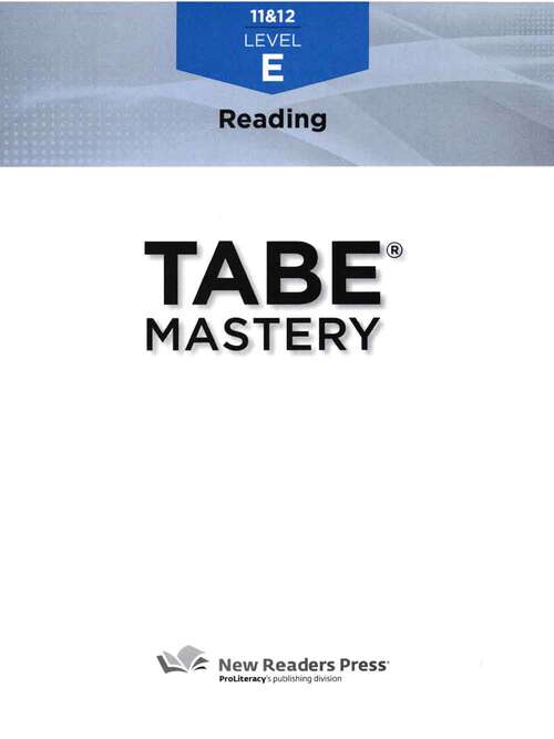 Book cover of TABE® Mastery 11 and 12 Level E Reading