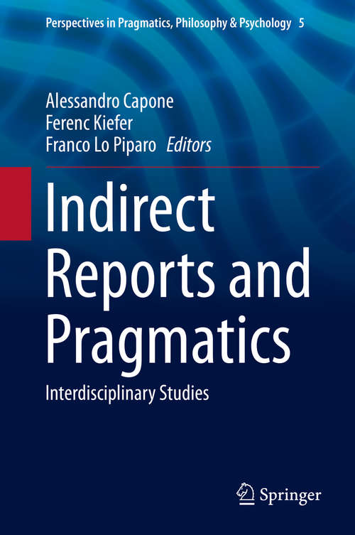Book cover of Indirect Reports and Pragmatics