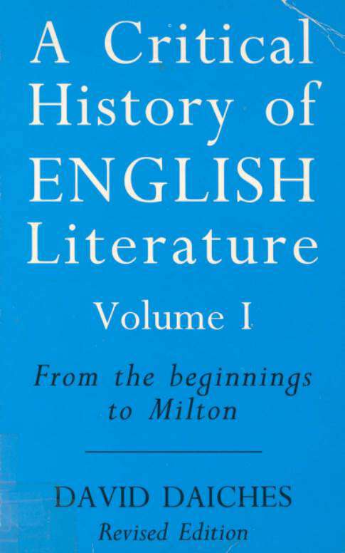 Book cover of A Critical History Of English Literature: From The Beginnings To Milton - Volume-1