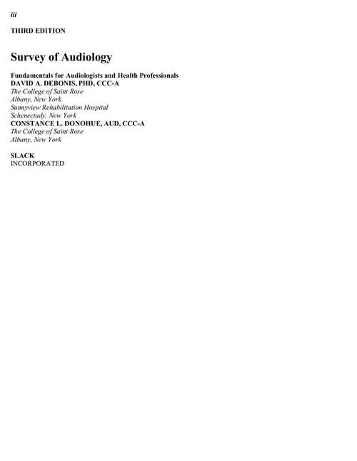 Book cover of Survey of Audiology: Fundamentals for Audiologists and Health Professionals (Third Edition)