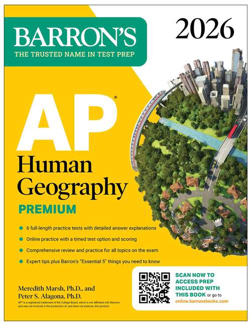 Book cover of AP Human Geography Premium, 2026: Prep Book with 6 Practice Tests+ Comprehensive Review + Online Practice (Barron's AP Prep)