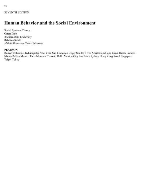 Book cover of Human Behavior and the Social Environment: Social Systems Theory (Seventh Edition)