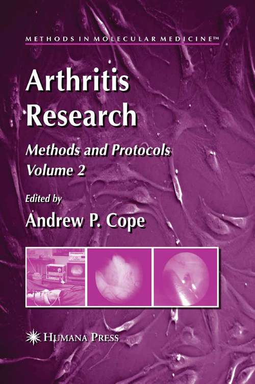 Book cover of Arthritis Research, Volume 2: Methods and Protocols