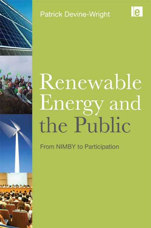 Book cover of Renewable Energy and the Public: From NIMBY to Participation