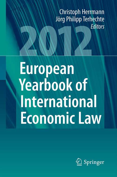 Cover image of European Yearbook of International Economic Law (EYIEL), Vol. 3