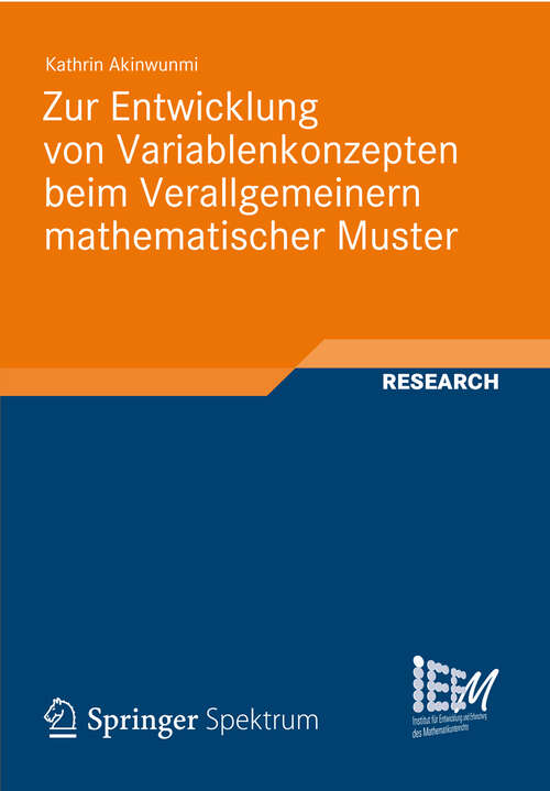 Book cover of Zur Entwicklung von Variablenkonzepten beim Verallgemeinern mathematischer Muster