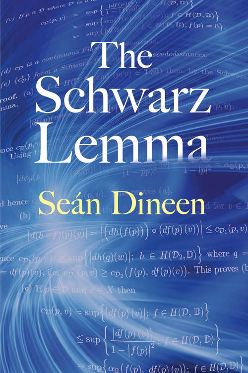 Book cover of The Schwarz Lemma (Dover Books on Mathematics)