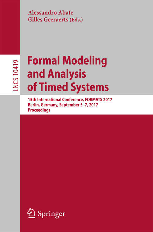 Book cover of Formal Modeling and Analysis of Timed Systems