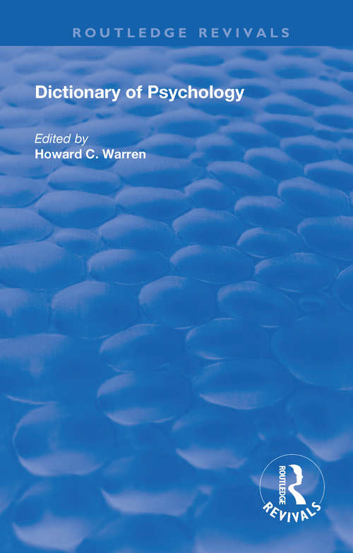 Book cover of Dictionary of Psychology (Routledge Revivals)