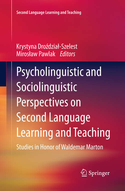 Book cover of Psycholinguistic and Sociolinguistic Perspectives on Second Language Learning and Teaching