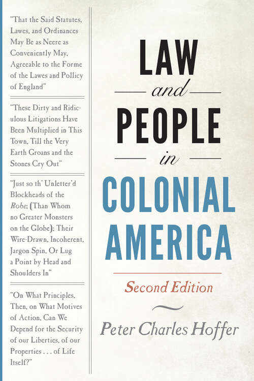 Book cover of Law and People in Colonial America (second edition)