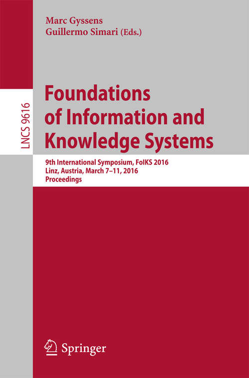 Book cover of Foundations of Information and Knowledge Systems