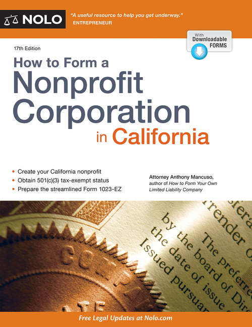 Book cover of How to Form a Nonprofit Corporation in California