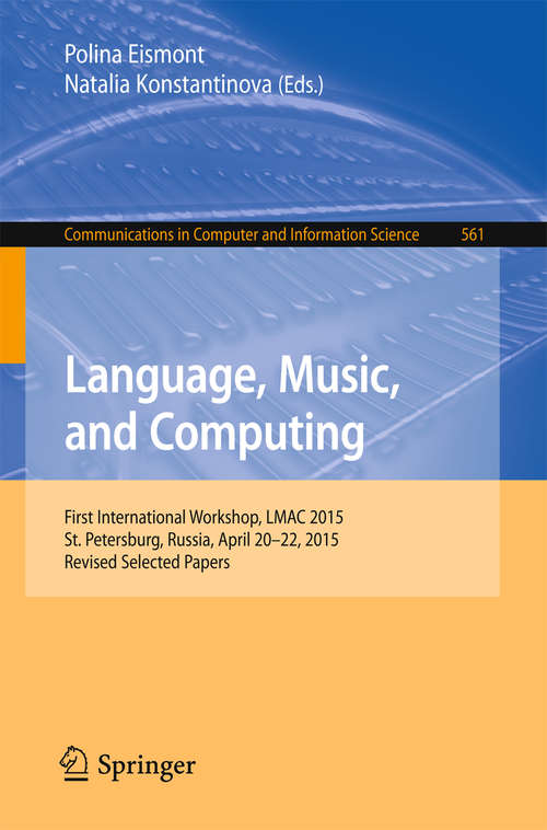 Book cover of Language, Music, and Computing