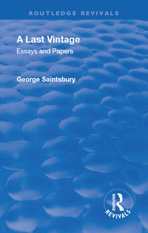Book cover of Revival: Essays and Papers by George Saintsbury (Routledge Revivals)
