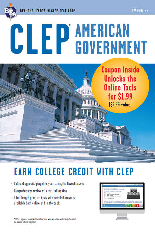 Book cover of CLEP® American Government Book + Online (CLEP Test Preparation)