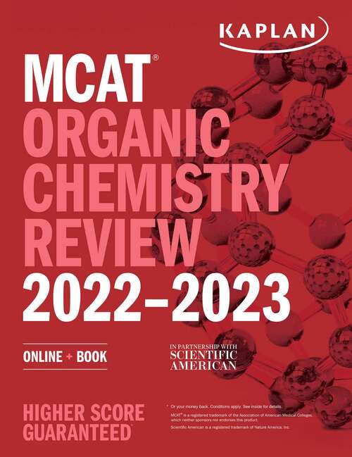 Book cover of MCAT Organic Chemistry Review 2022-2023: Online + Book (Kaplan Test Prep)