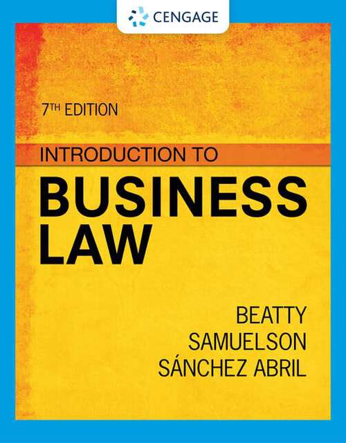Book cover of Introduction to Business Law (Seventh Edition)