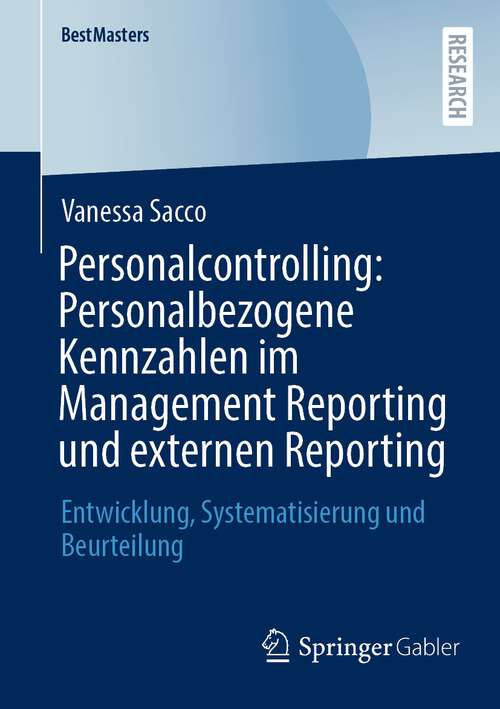 Book cover of Personalcontrolling: Entwicklung, Systematisierung und Beurteilung (1. Aufl. 2022) (BestMasters)