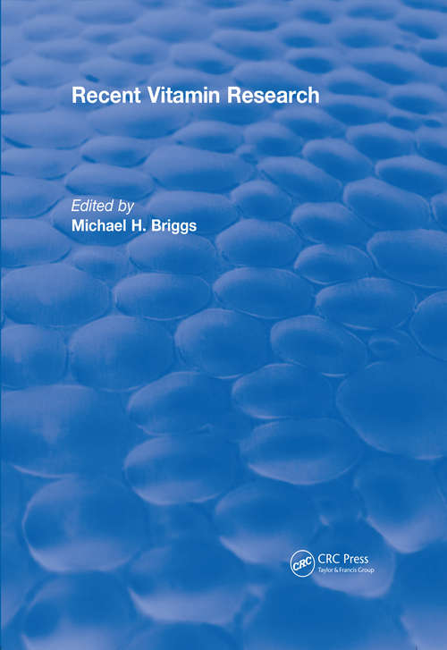 Book cover of Recent Vitamin Research (CRC Press Revivals)
