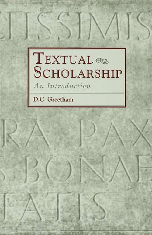 Book cover of Textual Scholarship: An Introduction