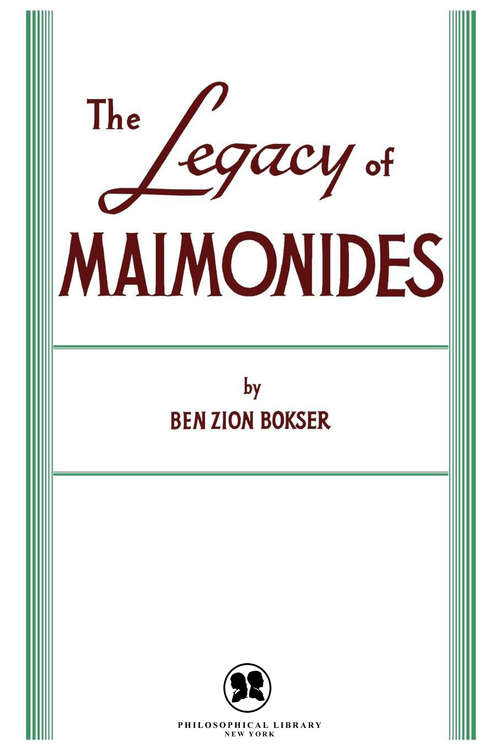Book cover of The Legacy of Maimonides
