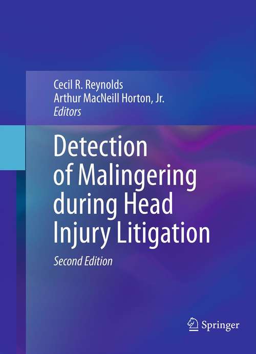 Book cover of Detection of Malingering during Head Injury Litigation