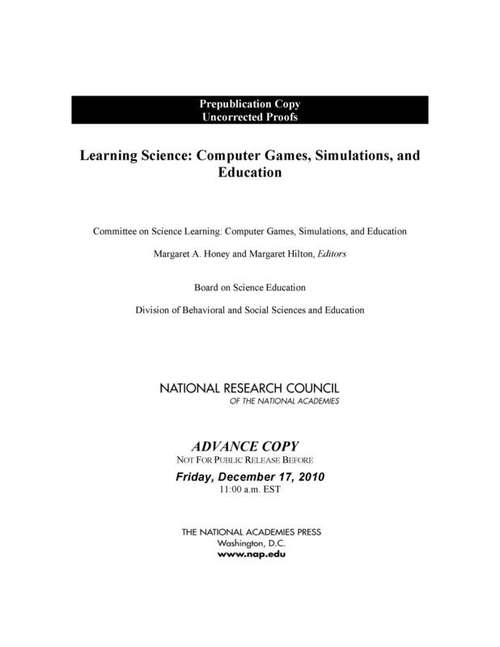 Book cover of Learning Science Through Computer Games and Simulations