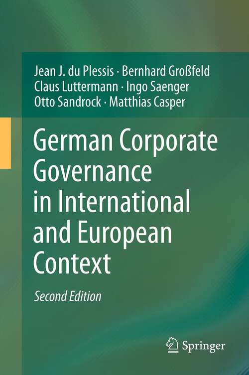 Book cover of German Corporate Governance in International and European Context