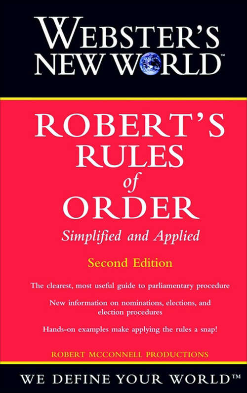 Book cover of Webster's New World Robert's Rules of Order Simplified and Applied, 2nd Edition