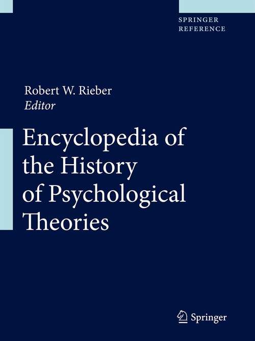 Book cover of Encyclopedia of the History of Psychological Theories