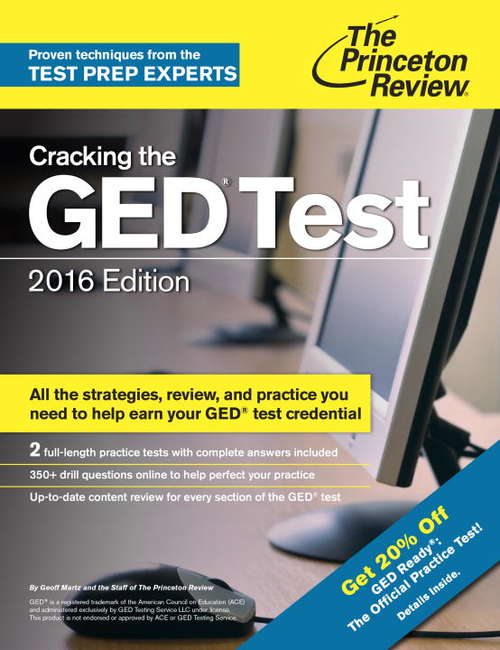 Book cover of Cracking the GED Test with 2 Practice Exams, 2016 Edition