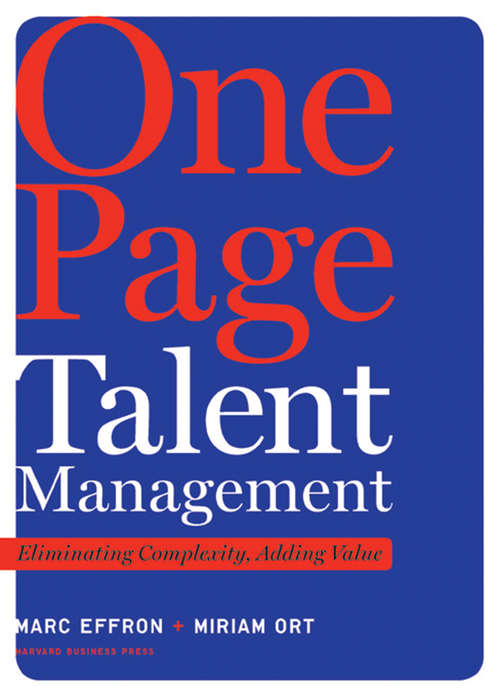 Book cover of One Page Talent Management