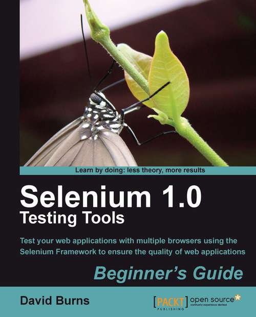 Book cover of Selenium 1.0 Testing Tools: Beginner’s Guide