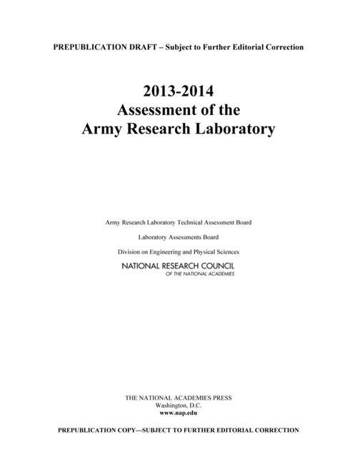 Book cover of 2013-2014 Assessment of the Army Research Laboratory