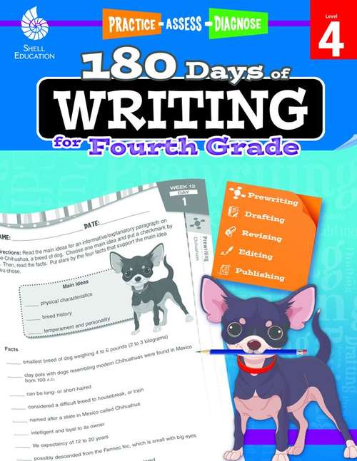 Book cover of 180 Days of Writing for Fourth Grade: Practice, Assess, Diagnose